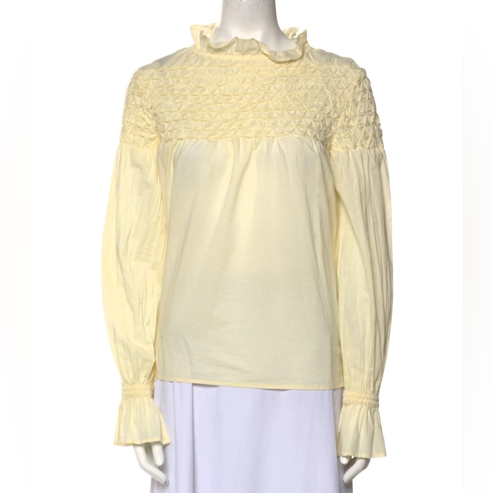 Merlette Majorelle Pale Yellow Smocked Long Sleeve Blouse